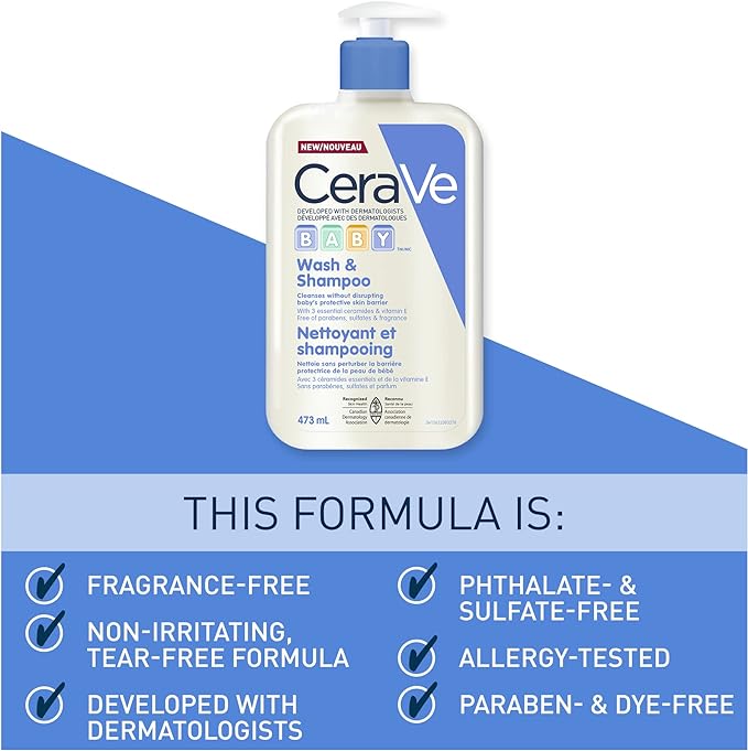Baby Wash & Shampoo  | Cerave® | 237 ml or 473 ml