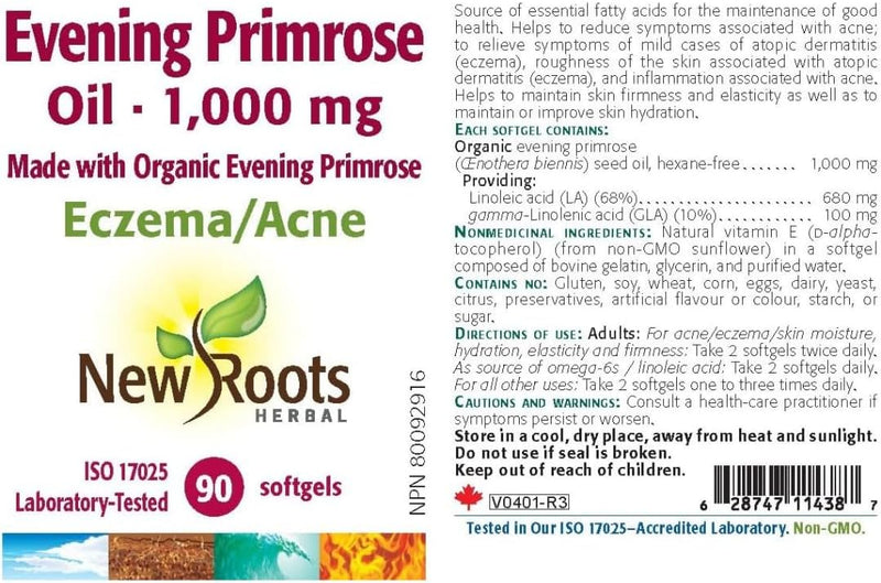 Evening Primrose Oil 1,000 mg | New Roots HERBAL® | 90 Softgels