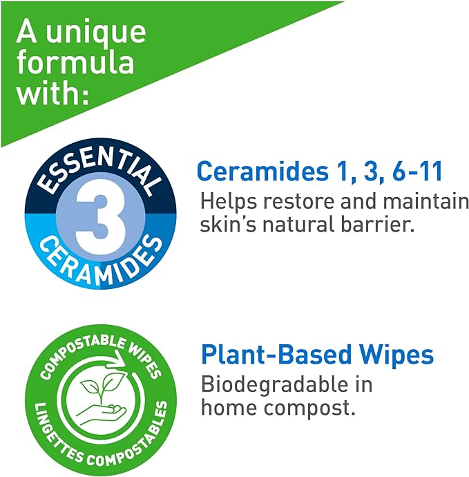 Hydrating Makeup Removing Plant-Based Wipes | CeraVe® | 25 Wipes
