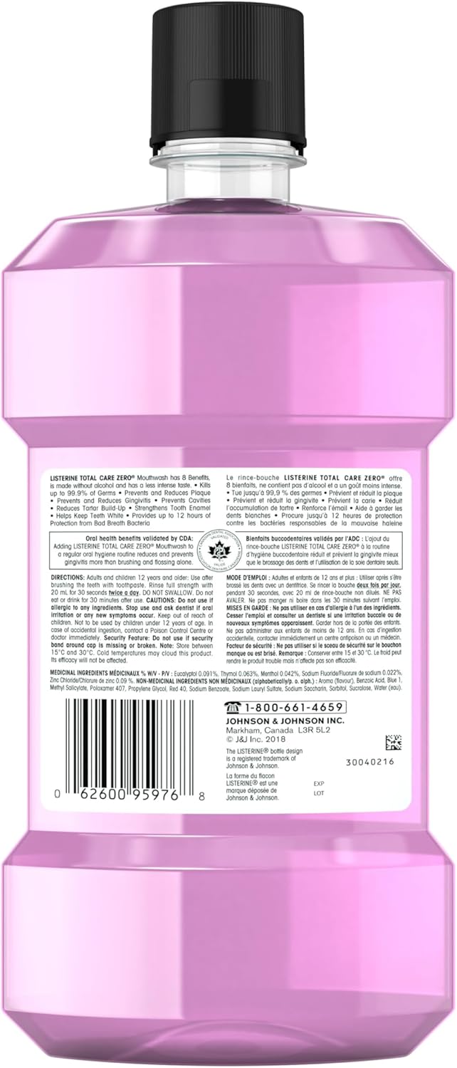 Total Care Zero Mouthwash (Alcohol Free) | Listerine® | 250 mL or 1 Liter