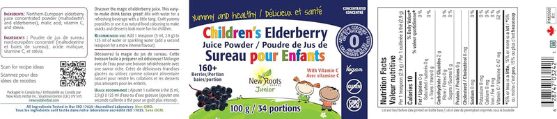 Children's Elderberry Juice Powder | New Roots HERBAL® | 100g-34 Servings