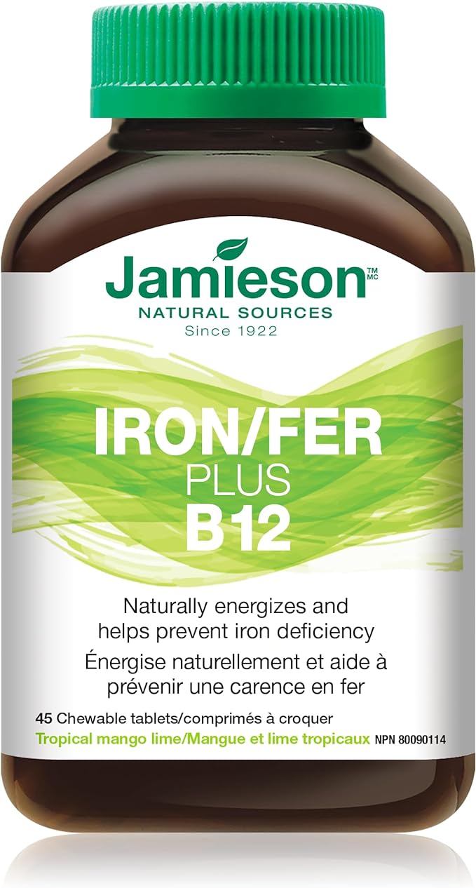 Iron + Vitamin B12 | Jamieson™ | 45 Chewable Tablets