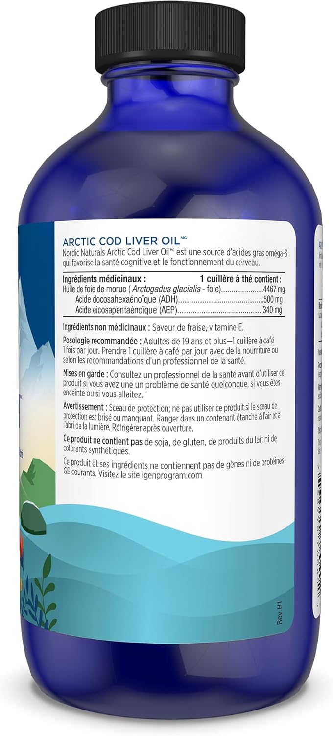 Arctic Cod Liver Oil™ – Orange & Strawberry by Nordic Naturals® – Omega-3 DHA & Immune Support | 237 mL or 473 mL