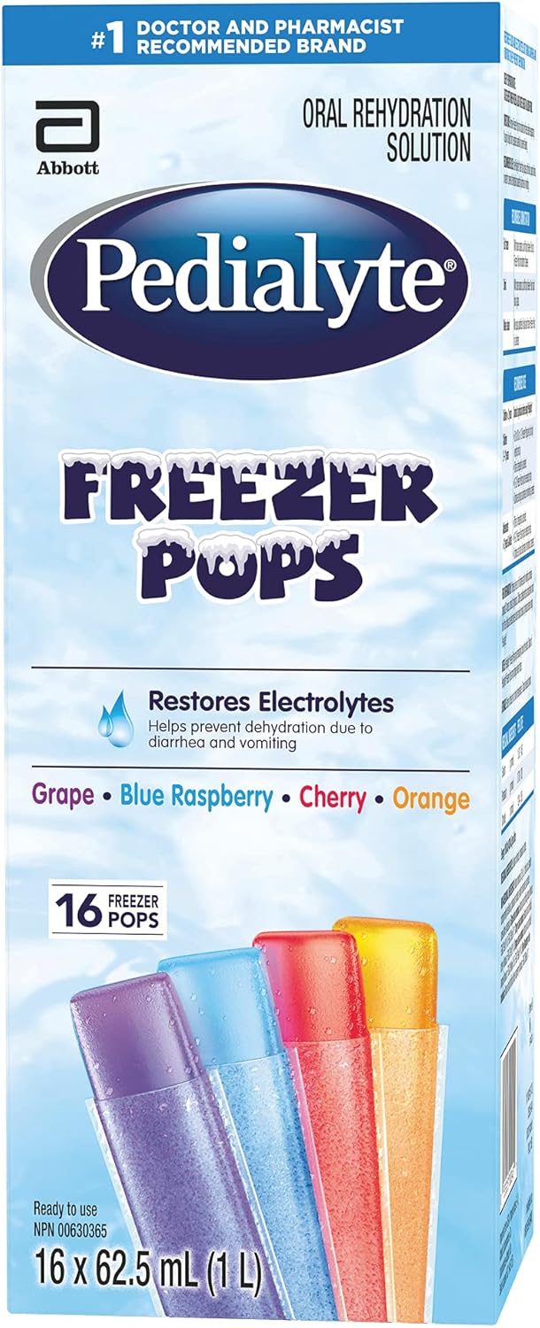Electrolyte Popsicles For Adults & Kids | Pedialyte®| 1 L (62.5 ml x 16)