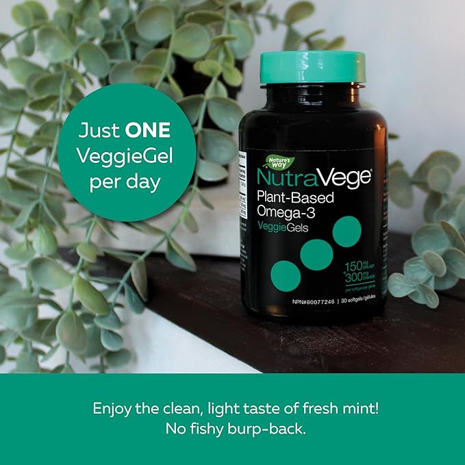 Plant-Based Omega-3 Liquid Gels | NutraVege™ | 30 Softgels