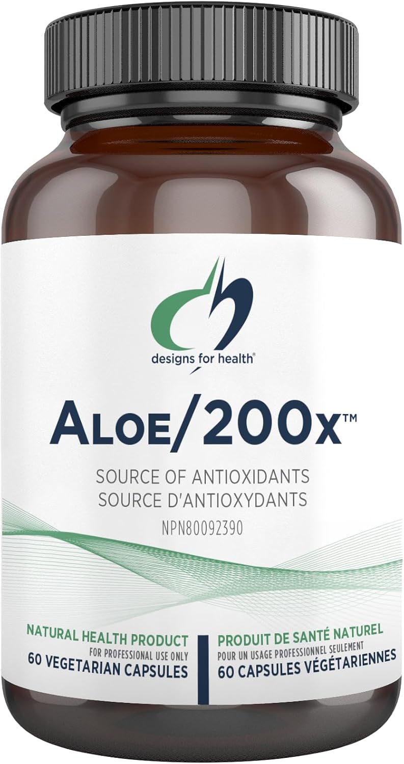 Aloe/200x™ by Designs for Health® – Concentrated Aloe Vera Support | 60 Vegetarian Capsules