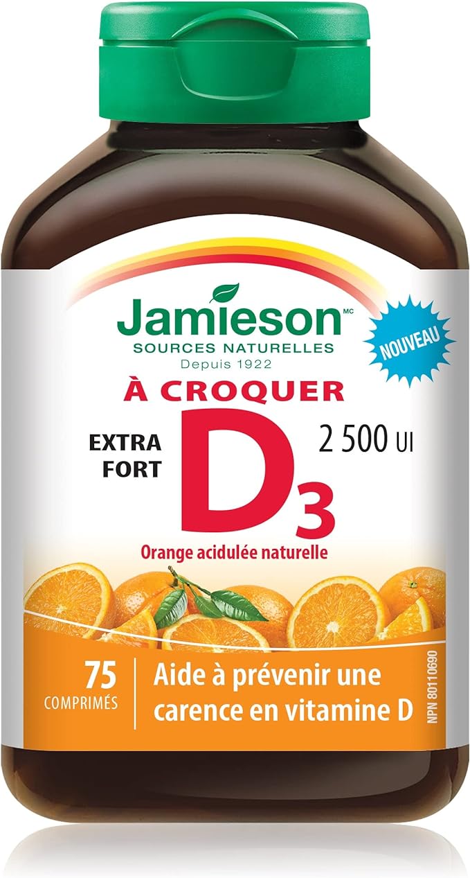 Vitamin D3 2,500 IU | Jamieson™ | 75 Chewable Tablets