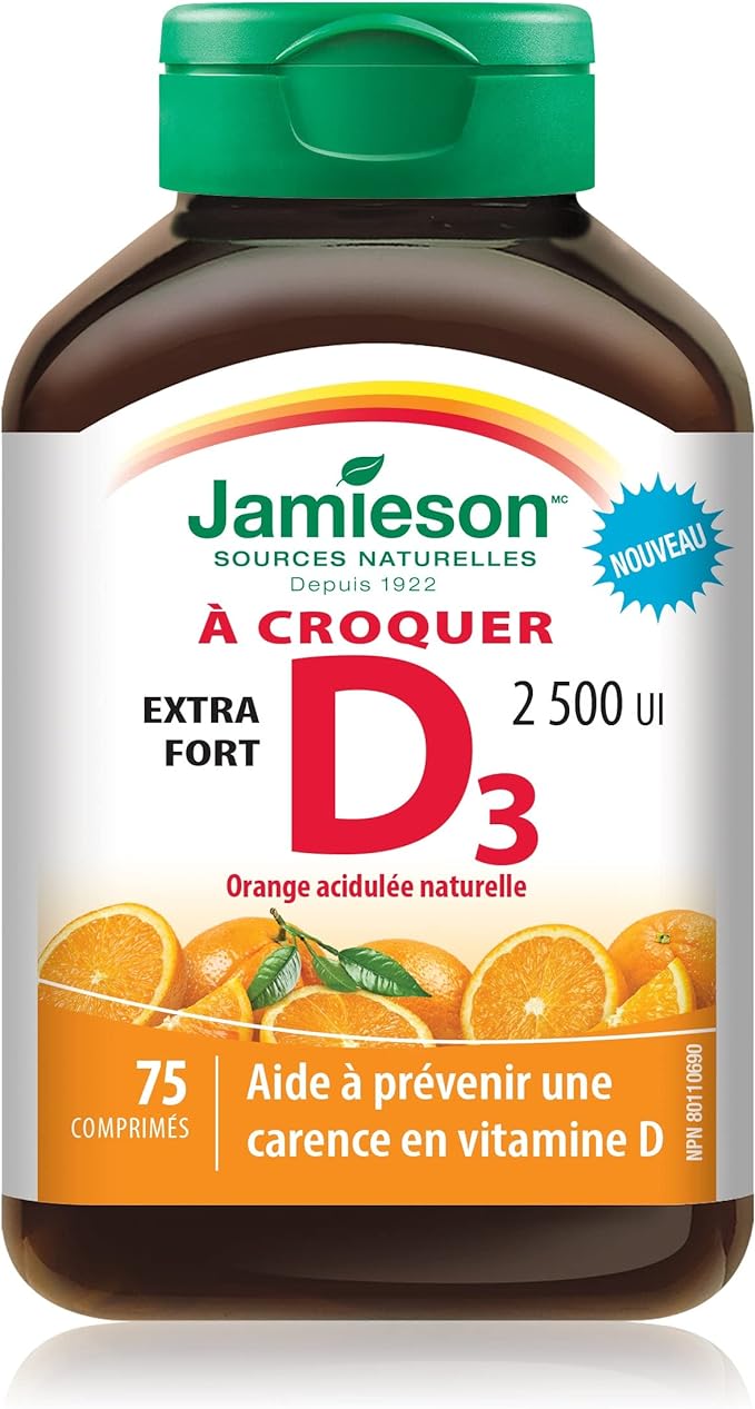 Vitamin D3 2,500 IU | Jamieson™ | 75 Chewable Tablets