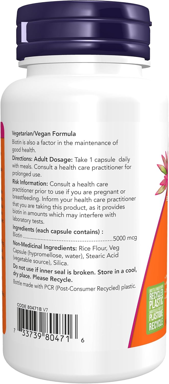 Biotin 5000 mcg  | NOW® | 60 Vegetarian Capsules