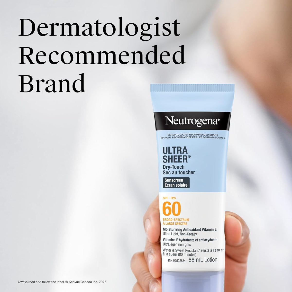 Ultra Sheer Dry-Touch Sunscreen Lotion SPF 60 by Neutrogena® – Broad-Spectrum UVA/UVB Protection | 88 mL