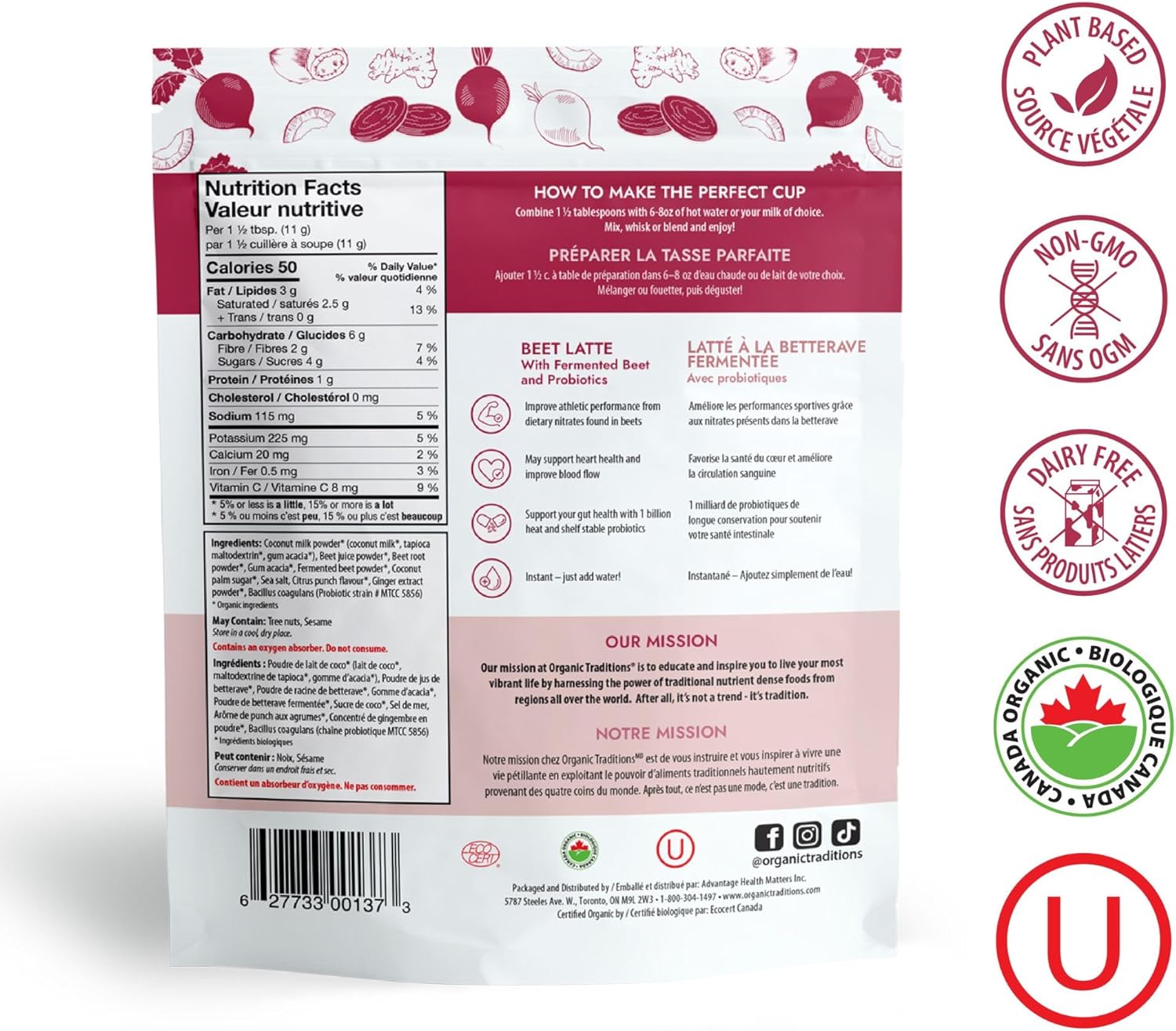 Beet Latte With Fermented Beets And Probiotics | Organic Traditions® | 150 g