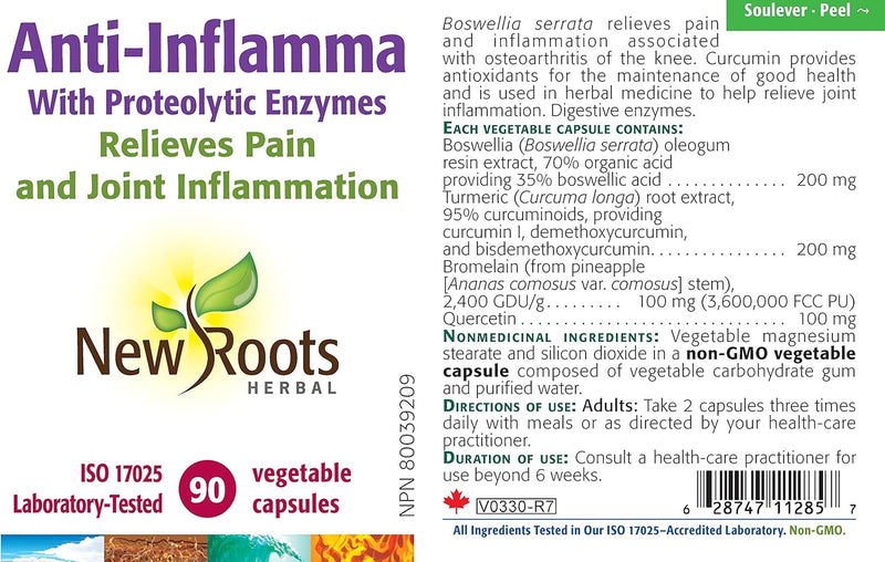 Anti-Inflamma With Proteolytic Enzymes | New Roots HERBAL® | 180 Capsules