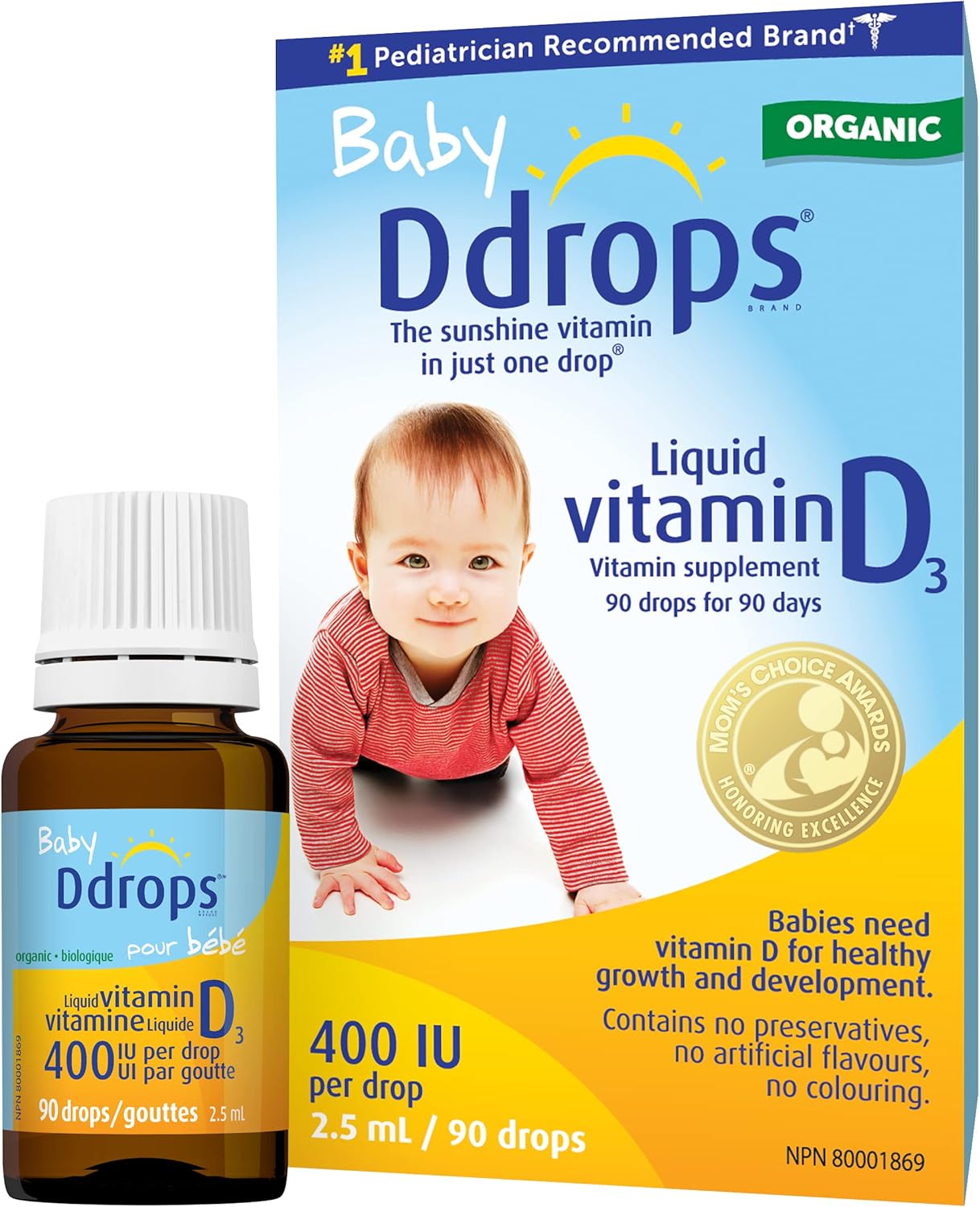 Organic Baby Ddrops 400 IU | Ddrops® | 90 drops (2.5 ml)