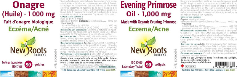 Evening Primrose Oil 1,000 mg | New Roots HERBAL® | 90 Softgels