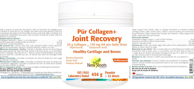 Pur Collagen+ Joint Recovery | New Roots HERBAL® | 454 g Powder