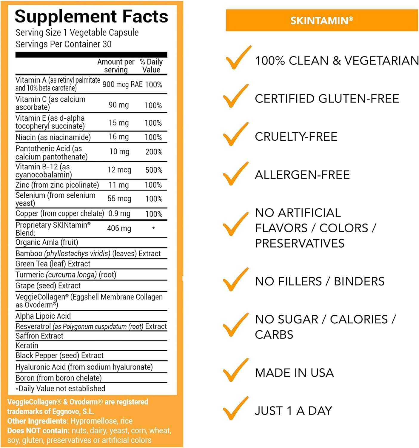 Skintamin | HAIRtamin® | 30 Vegan Capsules