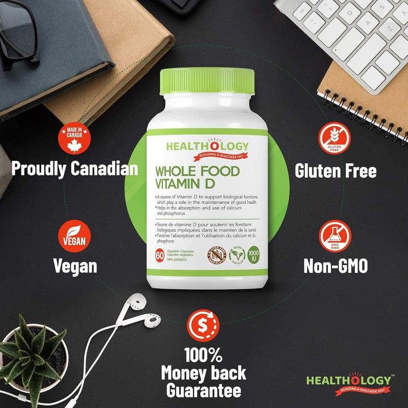 Whole Food Vitamin D  | Healthology™ | 60 Vegetable Capsules