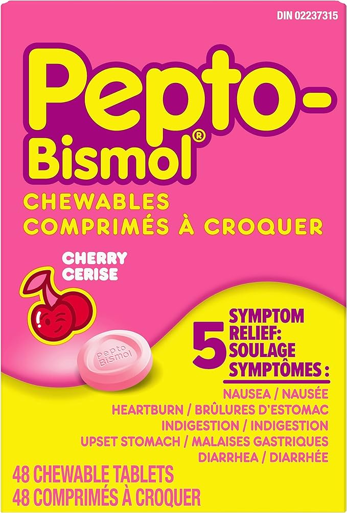 Pepto Cherry Chewables | Pepto Bismol® | 48 Chewable Tablets