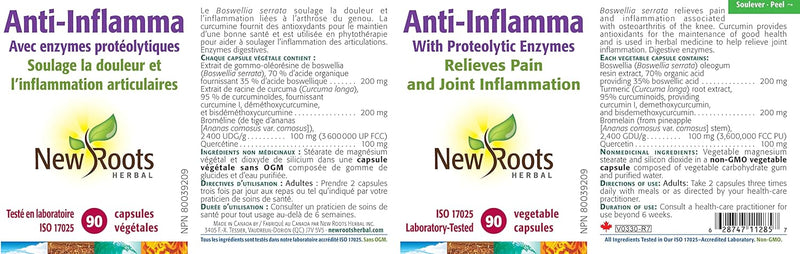 Anti-Inflamma With Proteolytic Enzymes | New Roots HERBAL® | 180 Capsules