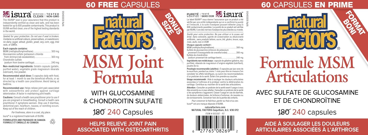 MSM Joint Formula | Natural Factors® | 180 or 240 Capsules