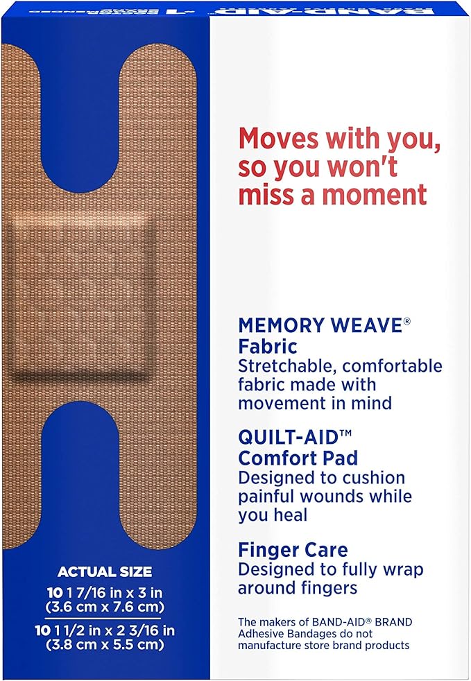 Flexible Fabric Knuckle & Fingertip Bandages | Band-Aid® | 20 Count