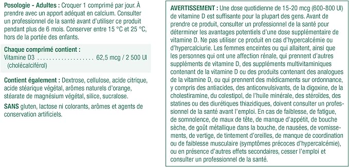 Vitamin D3 2,500 IU | Jamieson™ | 75 Chewable Tablets