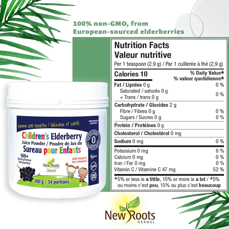 Children's Elderberry Juice Powder | New Roots HERBAL® | 100g-34 Servings