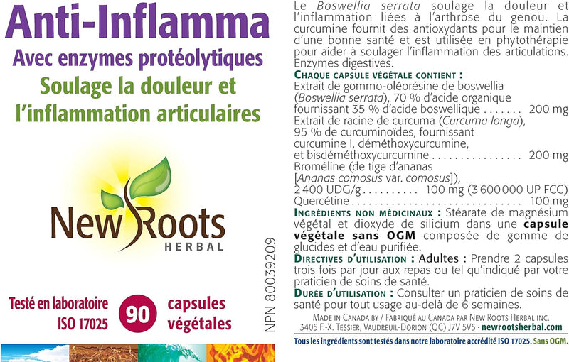 Anti-Inflamma With Proteolytic Enzymes | New Roots HERBAL® | 180 Capsules