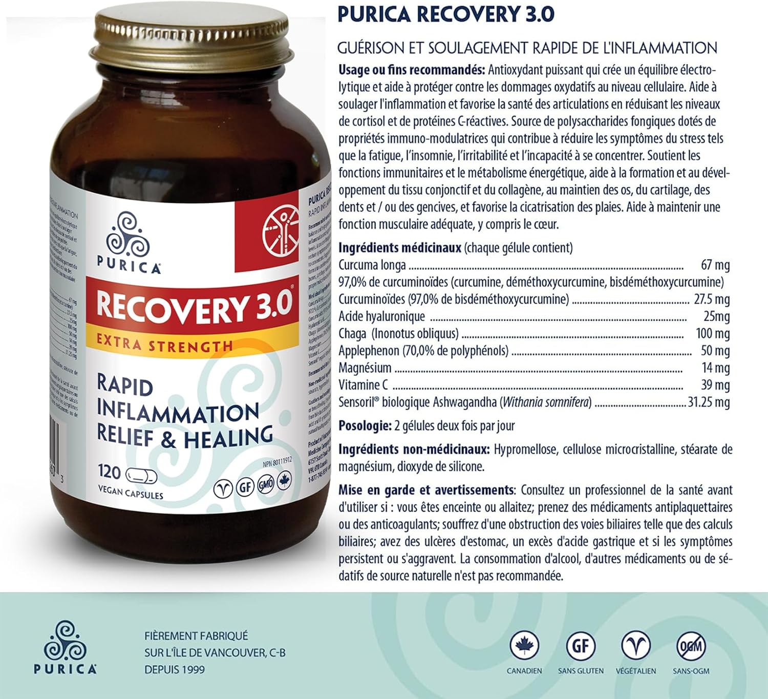 Recovery 3.0 | Purica® | 30 or 120 Capsules