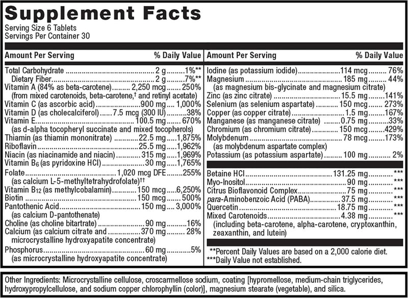 Multigenics® Intensive Care without Iron | Metagenics® | 180 Tablets