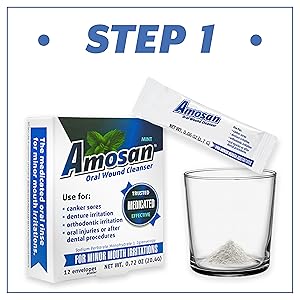 Oral Antiseptic Rinse - Mint | Amosan® | 12 envelopes x 1.7g