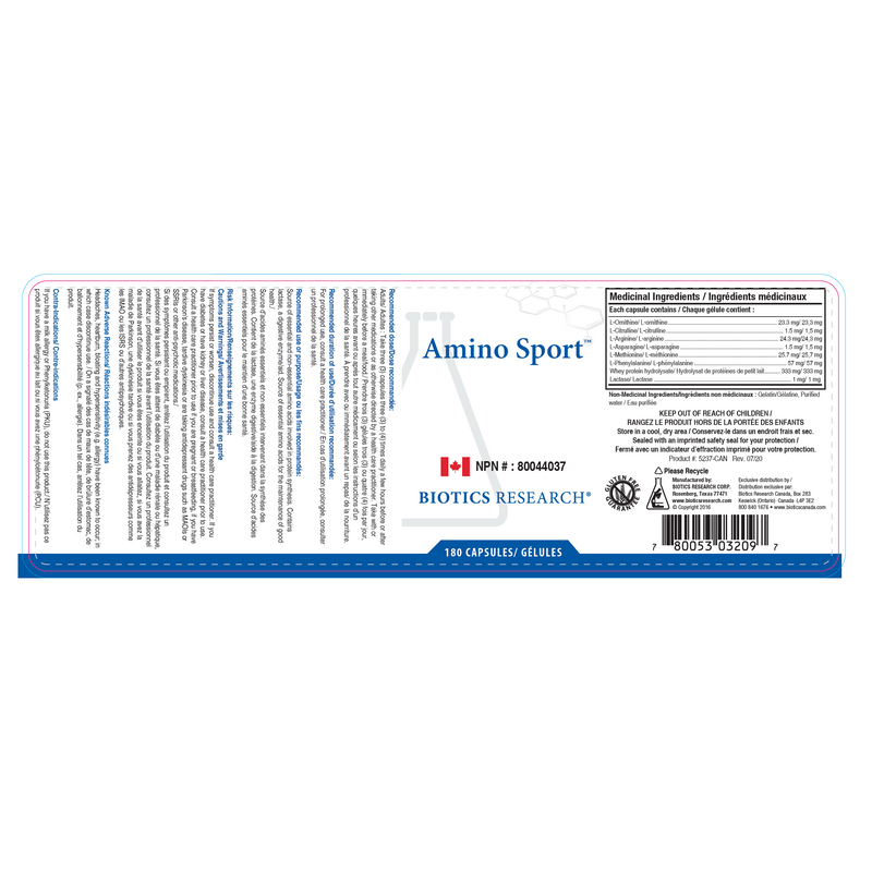 Amino Sport™ | Biotics Research® | 180 Capsules