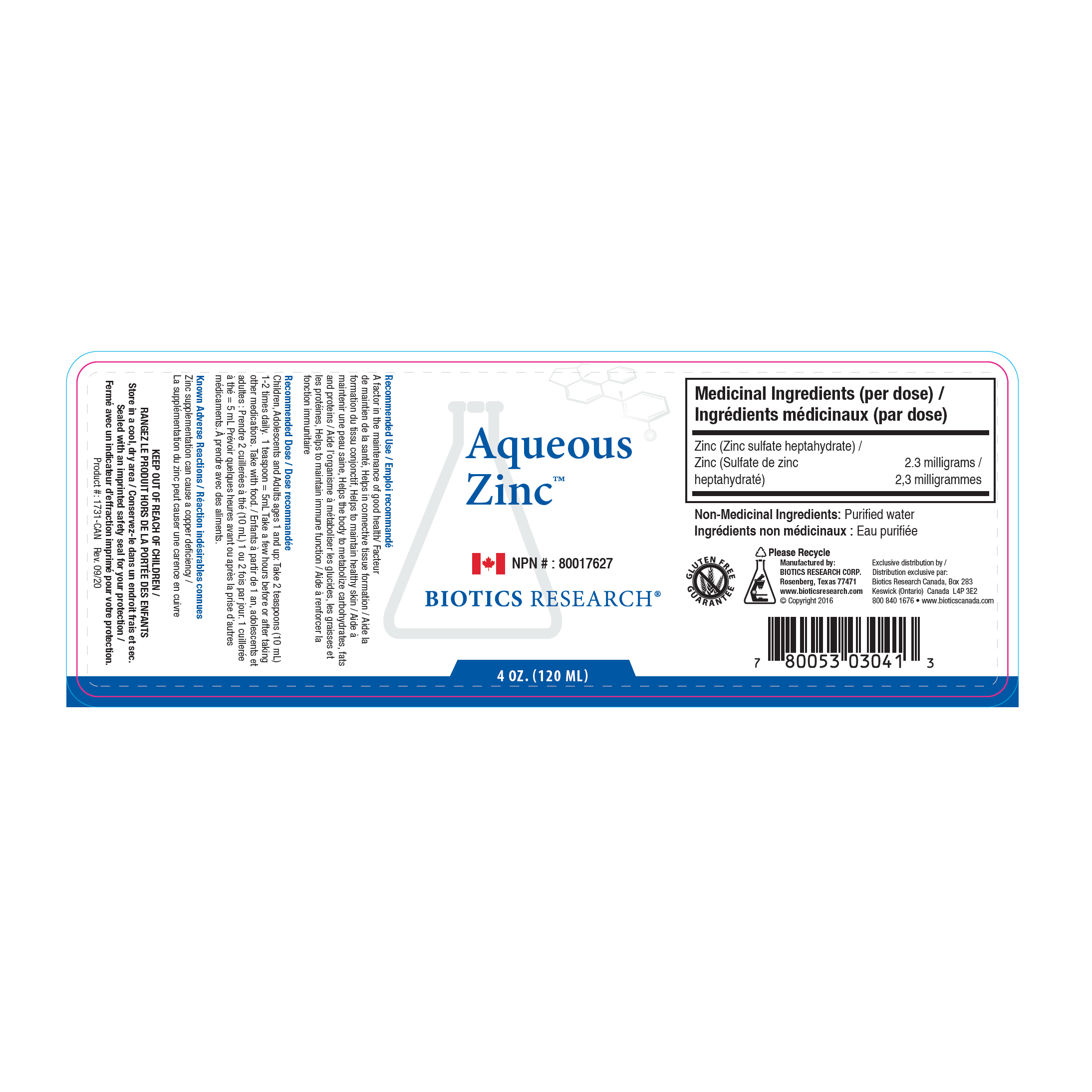 Aqueous Zinc™  | Biotics Research® | 4 fl. oz. (118.3 mL)