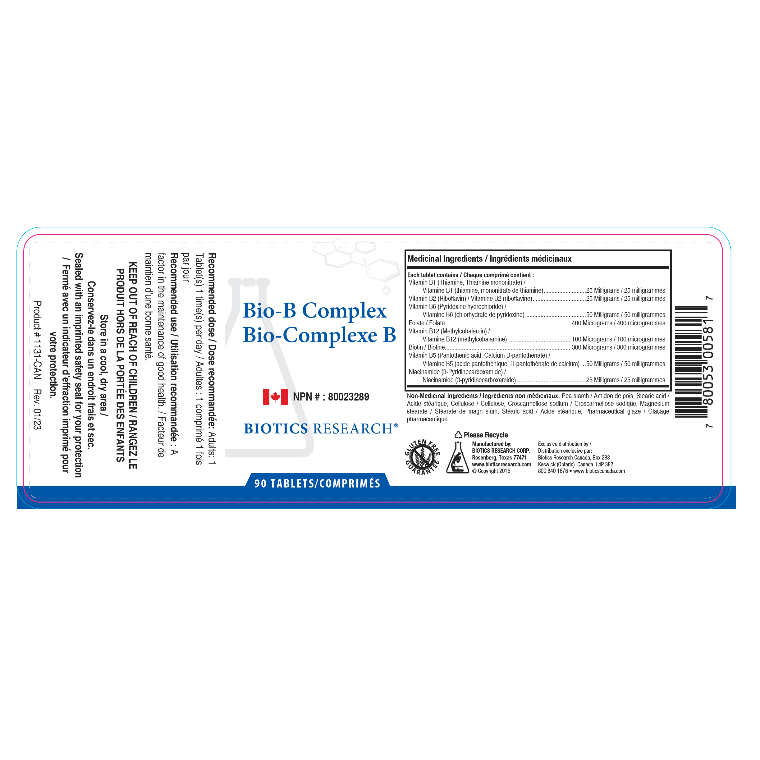 Bio-B Complex™ | Biotics Research® | 90 Tablets