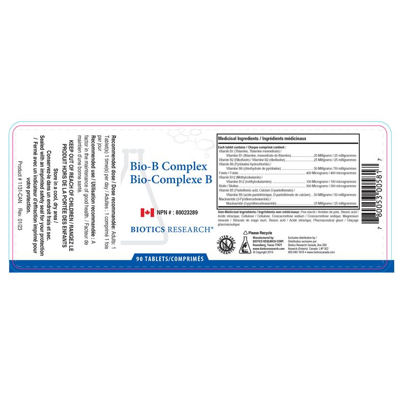 Bio-B Complex™ | Biotics Research® | 90 Tablets