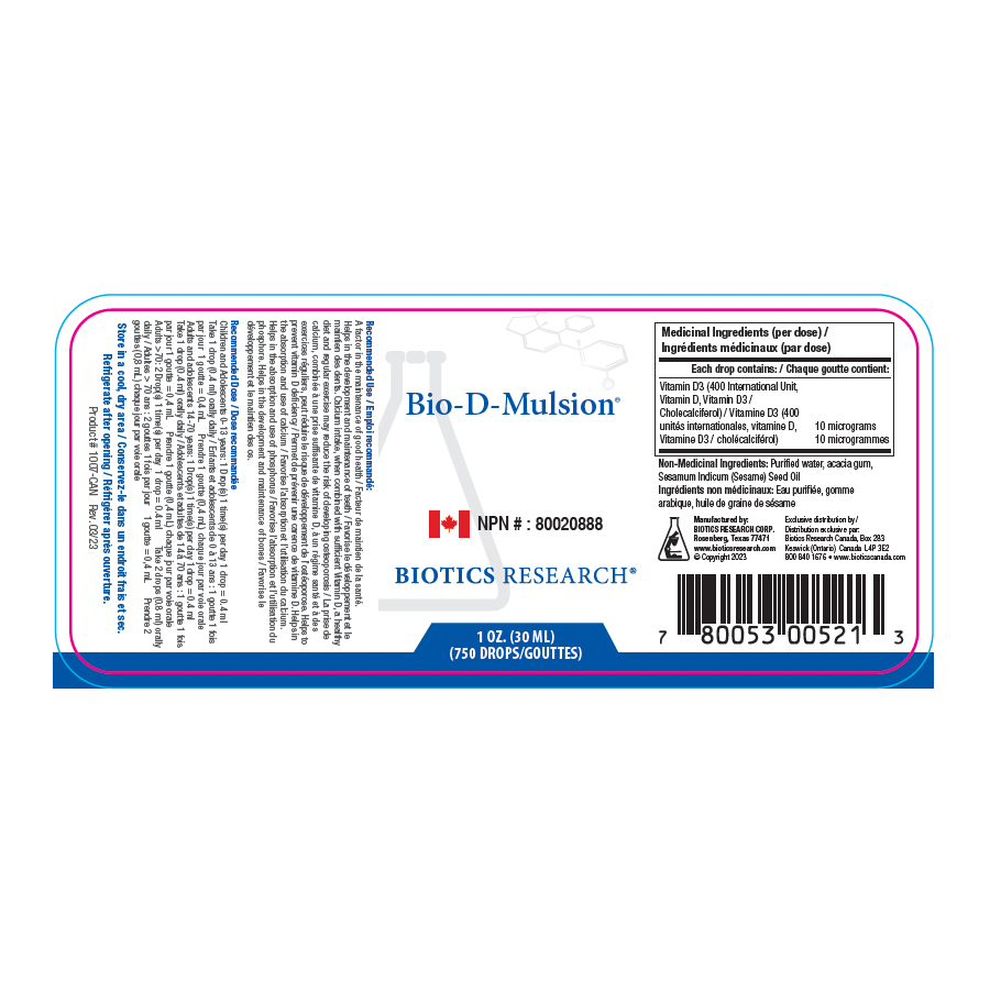 Bio-D-Mulsion | Biotics Research® | 1 fl. oz. (29.57 mL)