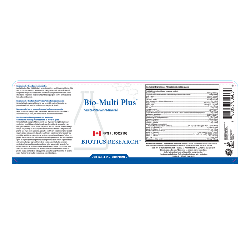 Bio-Multi Plus™ | Biotics Research® | 90 or 180 Tablets