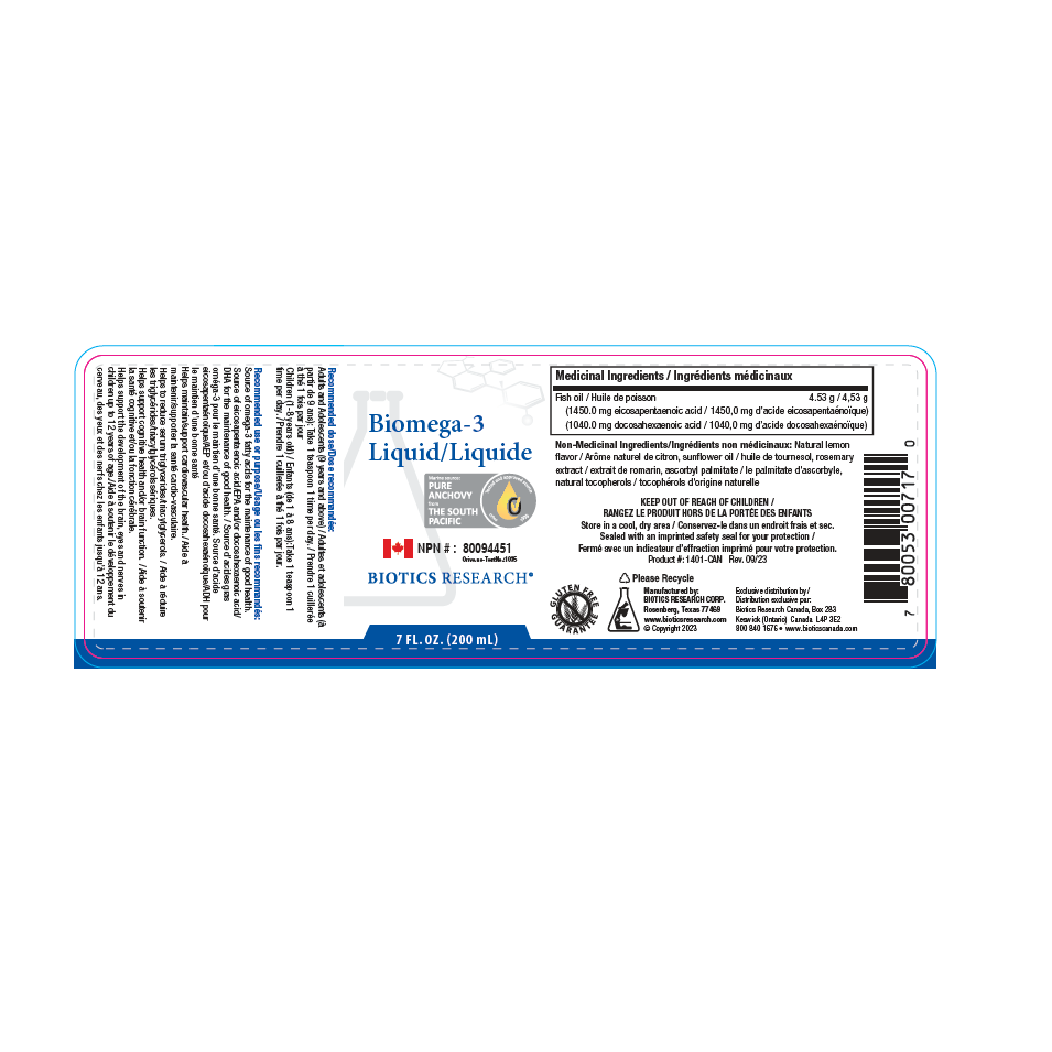 Biomega-3 Liquid | Biotics Research® | 6.76 fl. oz. (200 mL)