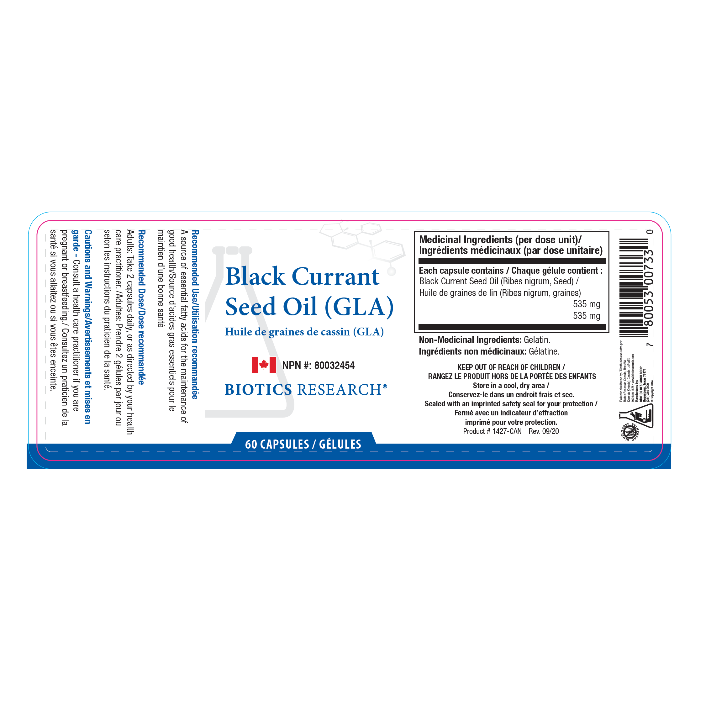Black Current Seed Oil | Biotics Research® | 60 Capsules