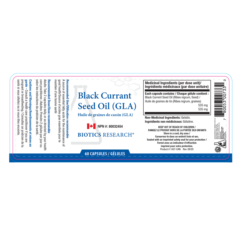 Black Current Seed Oil | Biotics Research® | 60 Capsules