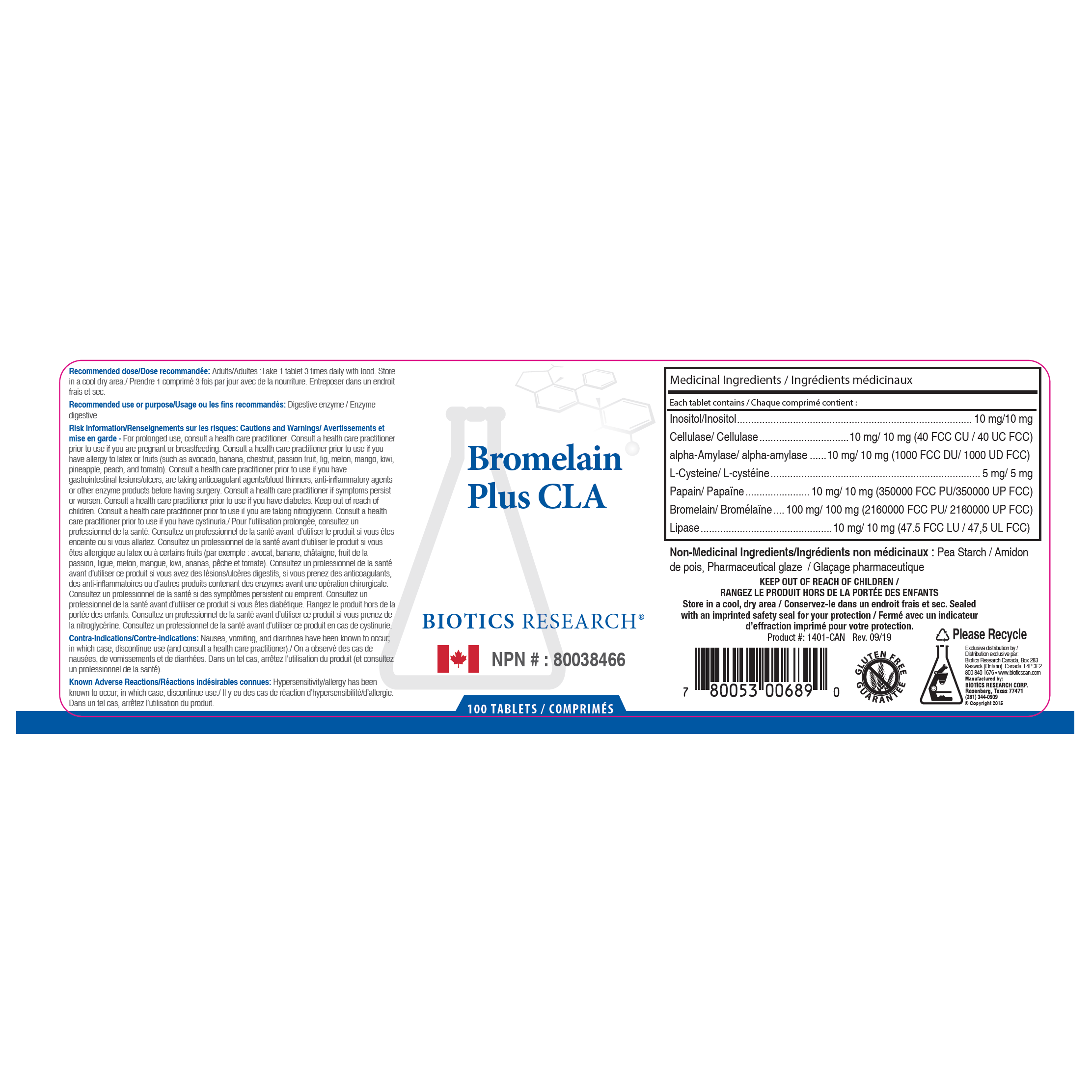 Bromelain Plus CLA | Biotics Research® | 100 Tablets