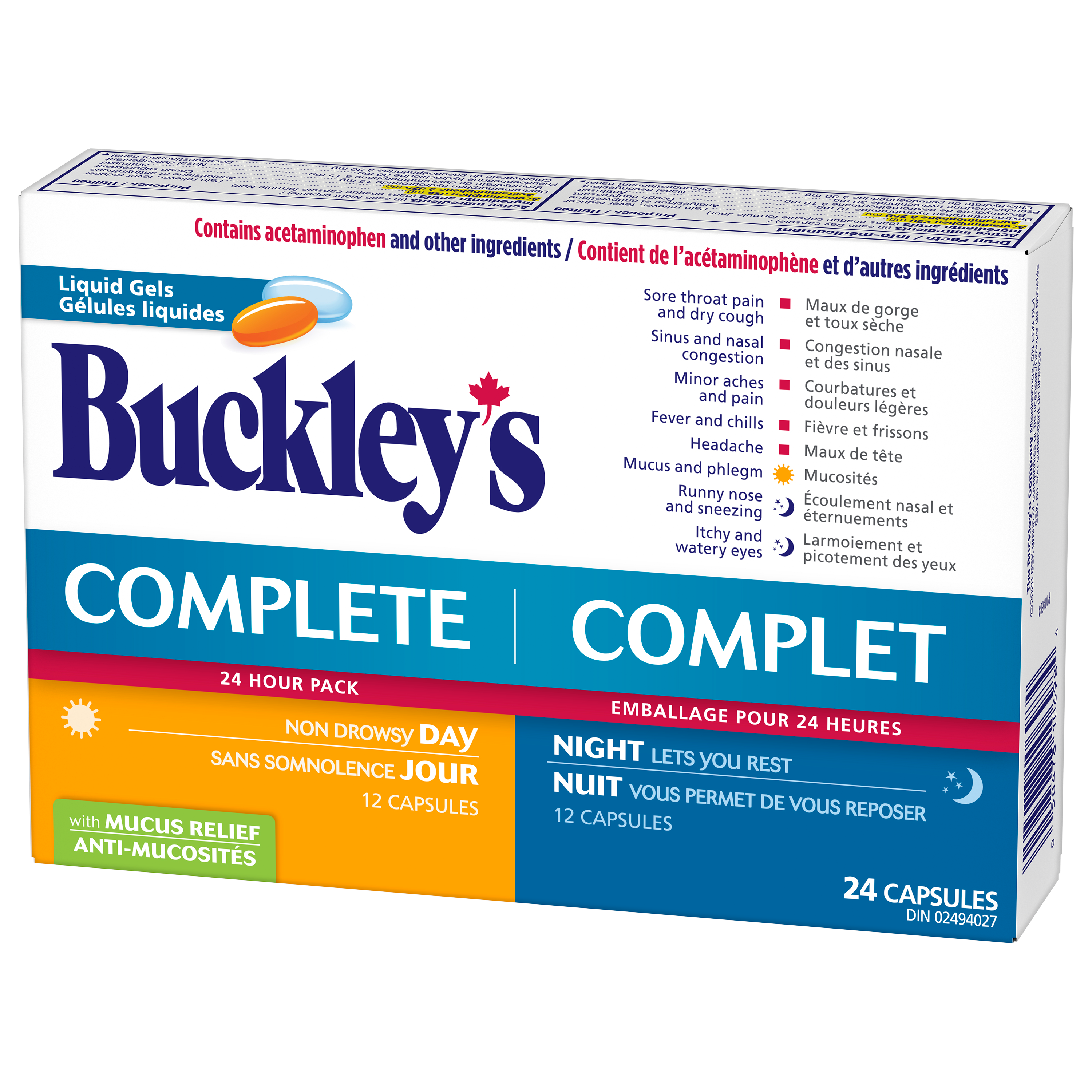 Complete + Mucus Liquid Gels-Day/Night | Buckley's® | 24 Softgels