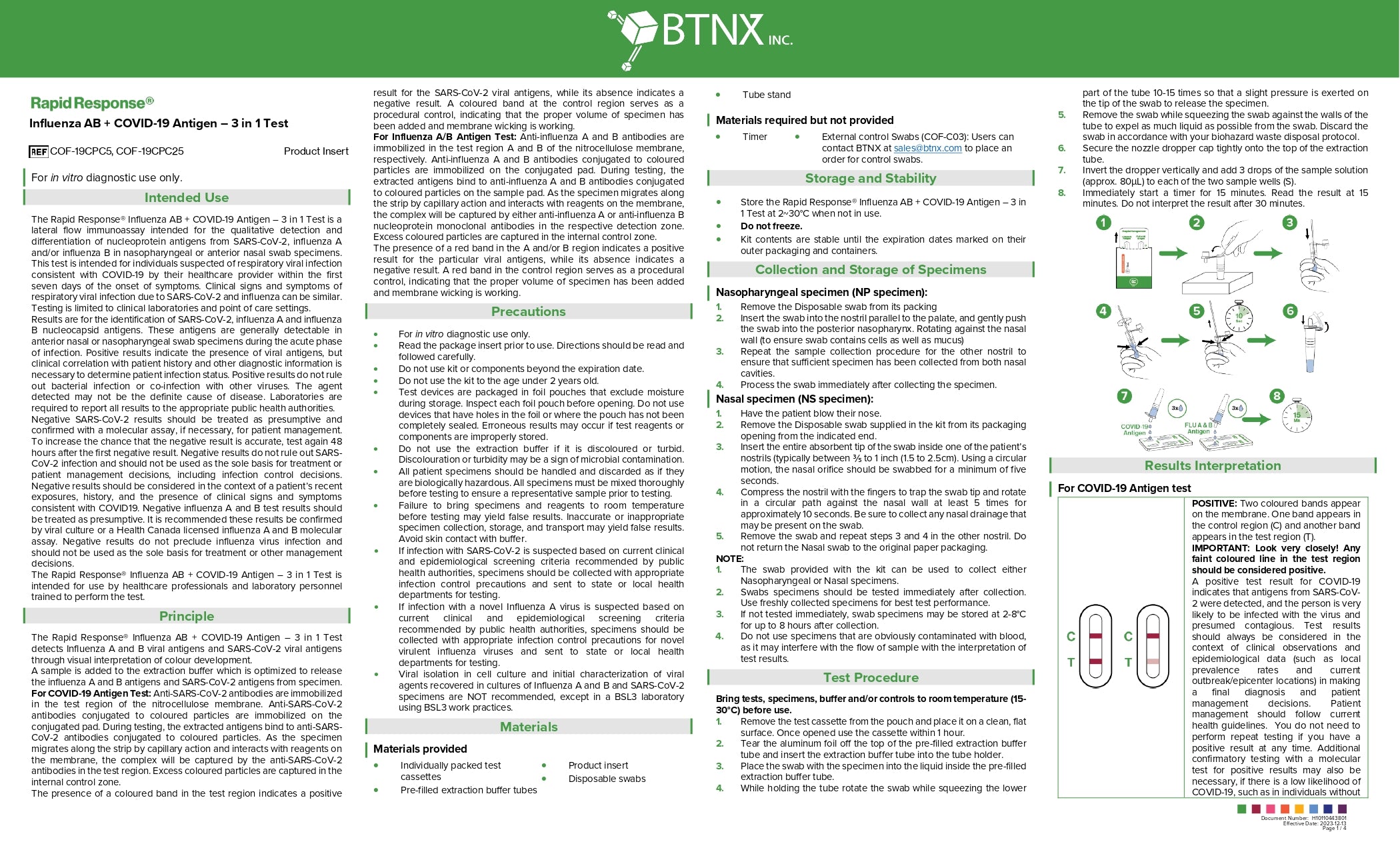 Influenza AB + COVID-19 Antigen | BTNX | 3 in 1 Test