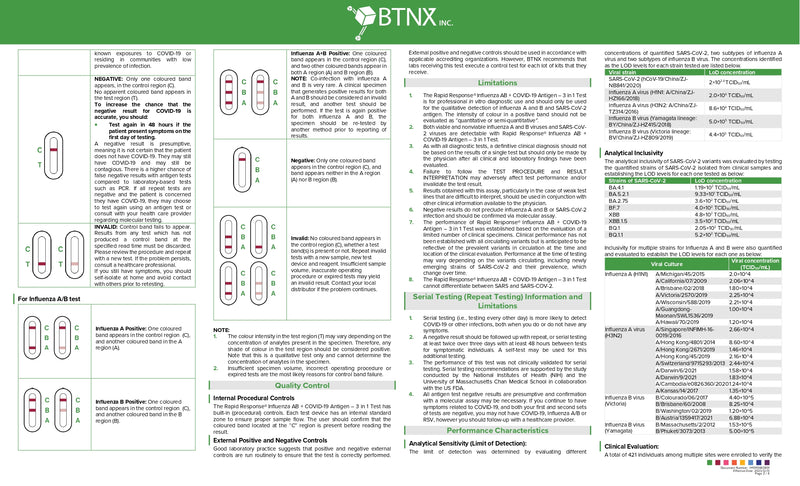 Influenza AB + COVID-19 Antigen | BTNX | 3 in 1 Test