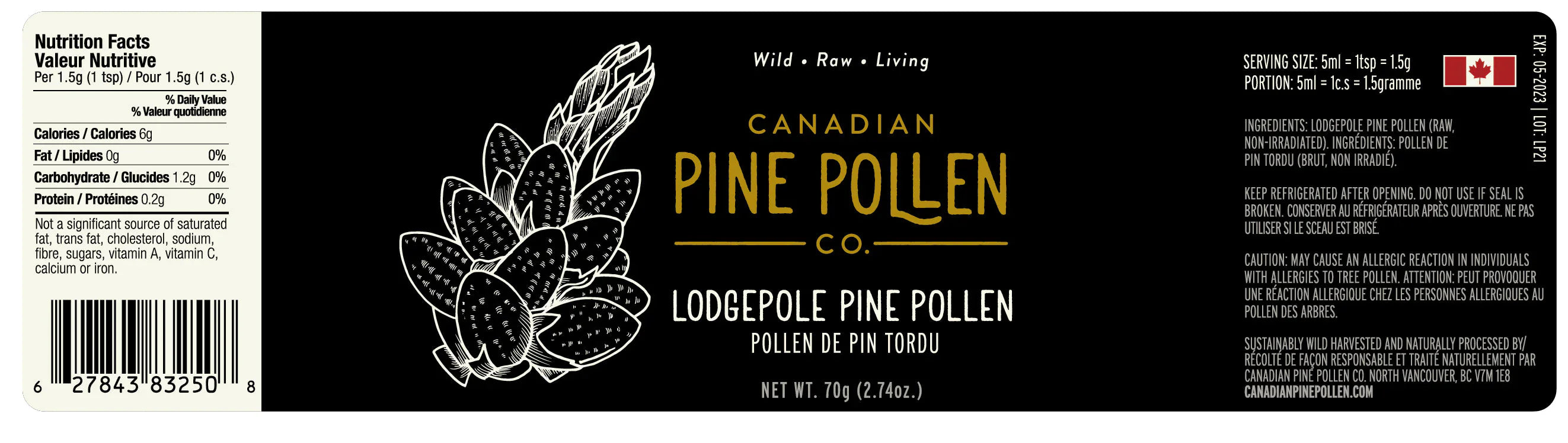 Lodgepole Pine Pollen | Canadian Pine Pollen® | 30g (1 oz) or 70g (2.9 oz)