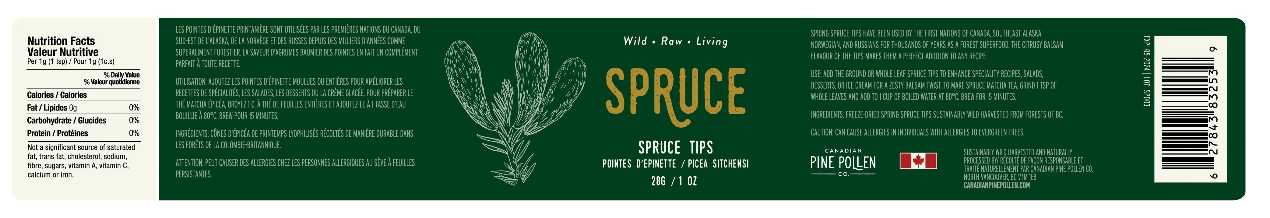 Spring Spruce Tips - Freeze Dried | Canadian Pine Pollen® |  (28 g)