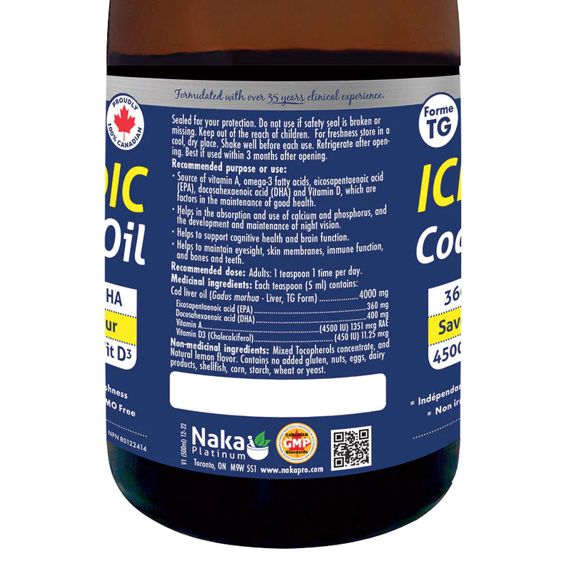 Icelandic Cod Liver Oil  | Naka Platinum | 200 mL or 500 mL