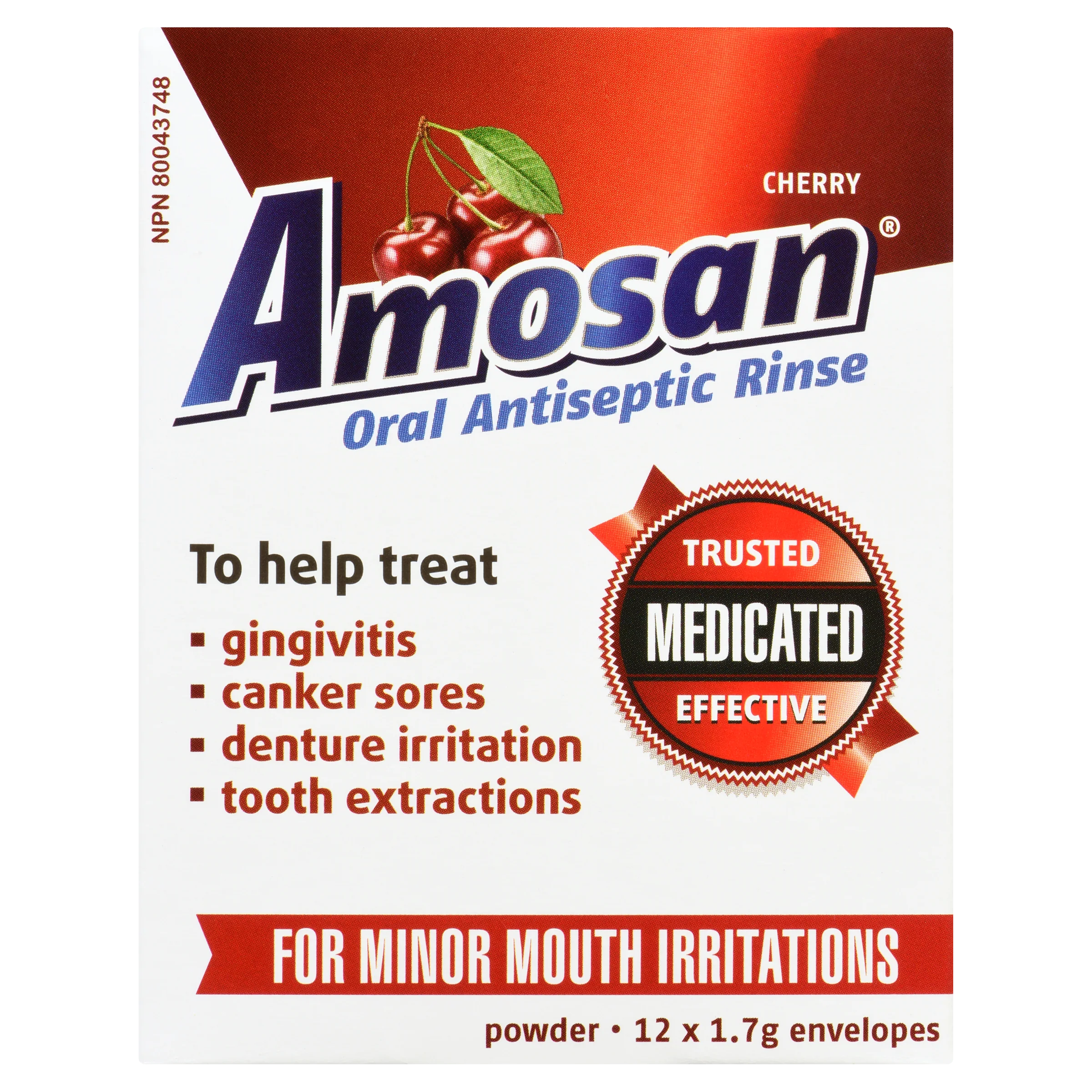 Oral Antiseptic Rinse by Amosan® – Mouth & Gum Cleansing Support | 12 Envelopes x 1.7 g