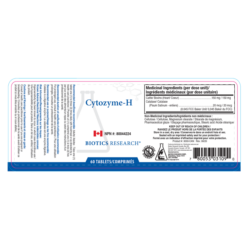 Cytozyme-H™ | Biotics Research® | 60 Tablets