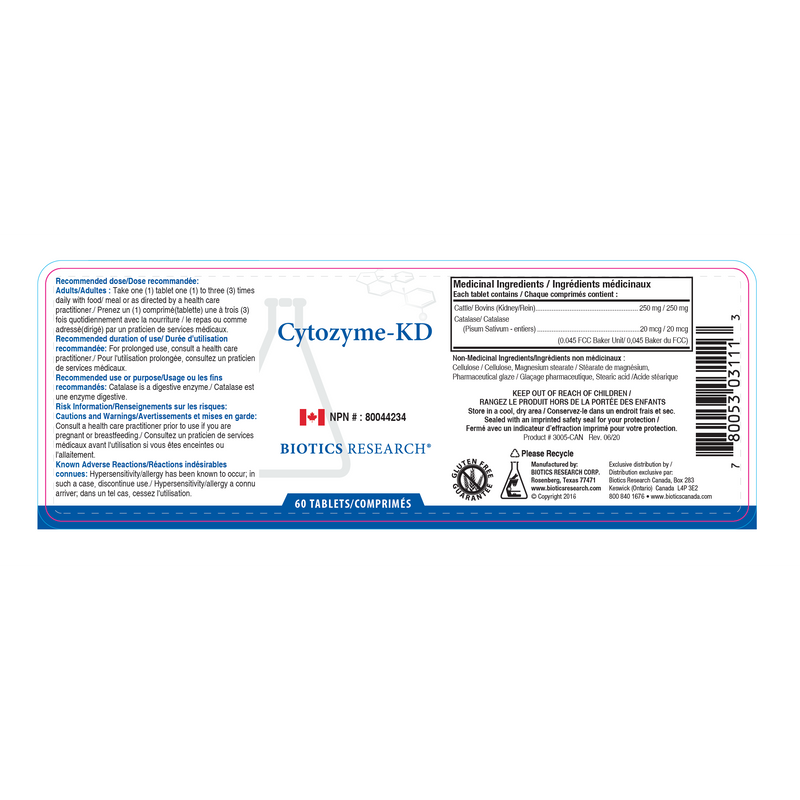 Cytozyme-KD | Biotics Research® | 60 Tablets